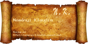 Neményi Klaudia névjegykártya